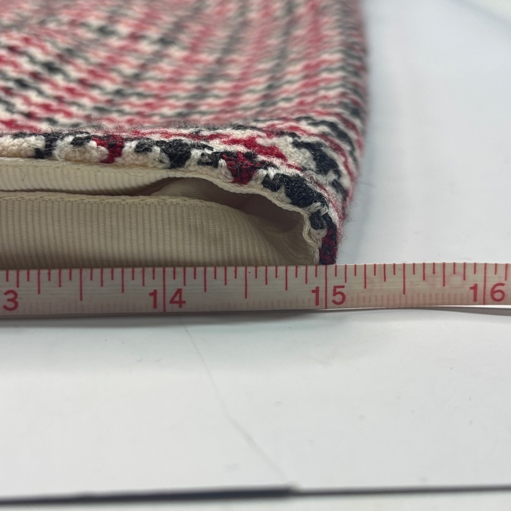 Talbots Red Black Houndstooth Wool Pleated Peplum Skirt 10 Italy USA - Picture 9 of 13